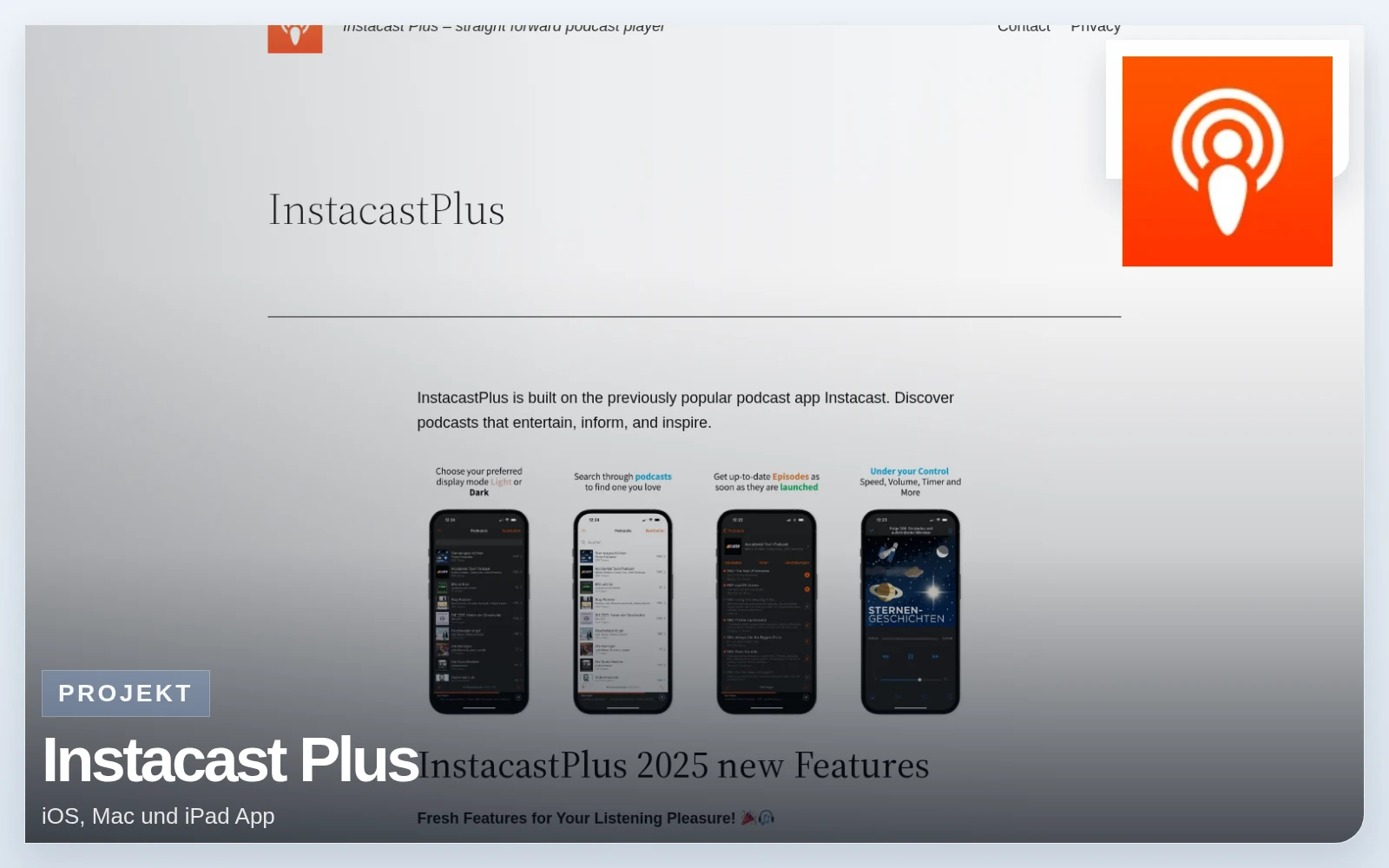 Vorschaubild von Instacast Plus mit Produktscreenshot und Icon
